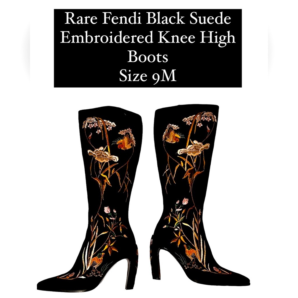 Rare Black Suede Fendi Boots sz 9B